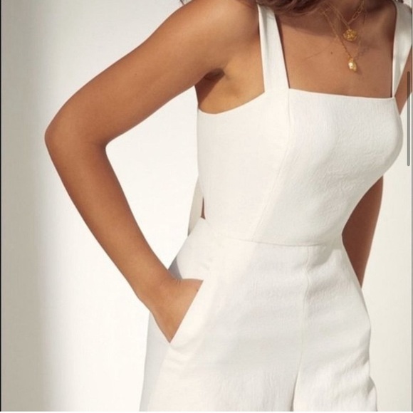 Aritzia Wilfred Écoulement Jumpsuit White Birch Square Neck Wide Leg Size 0 - Picture 3 of 7